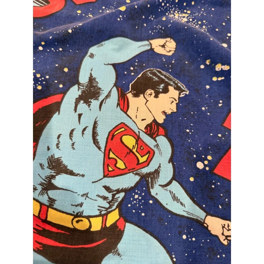 Vintage 1976 Superman Twin Fitted Sheet DC Comics USA Super Hero Bedding Rare